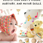 7 PCS Wooden Baby Toys Set - Organic Infant Rattles Newborns 0-6 Month & Montessori-Inspired Musical Instruments for 0-12 Month - Natural Toddler Developmental Toys