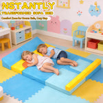 laapee 15pcs Unique Modular Kids Play Couch - Custom Nugget Style Toddler Sofa Bed with Removable Crystal Velvet Cover, Safe Kids Furniture for Playroom & Bedroom, for Boys and Girls