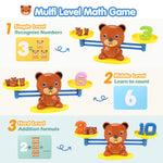 REMOKING Bear Balance Game Toy, Funny Math Number Game, Educational Learning Counting Number Toy with Numbers, Little Bears, Game Cards, Coins, Great Gifts for Kids 3 Years and up