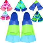 Fanwill Kids Swim Fins,Short Comfortable Flippers for Lap Swimming and Training for Children,Girls,Boys,Youth,Women(Blue/Green/SkyBlue XXXS)