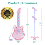 Best Choice Products 19in Kids Toy Guitar, Pretend Play Musical Instrument Toy for Toddlers w/Mic, Stand, 8 Demo Songs, Lights & Sounds - Soft Pink