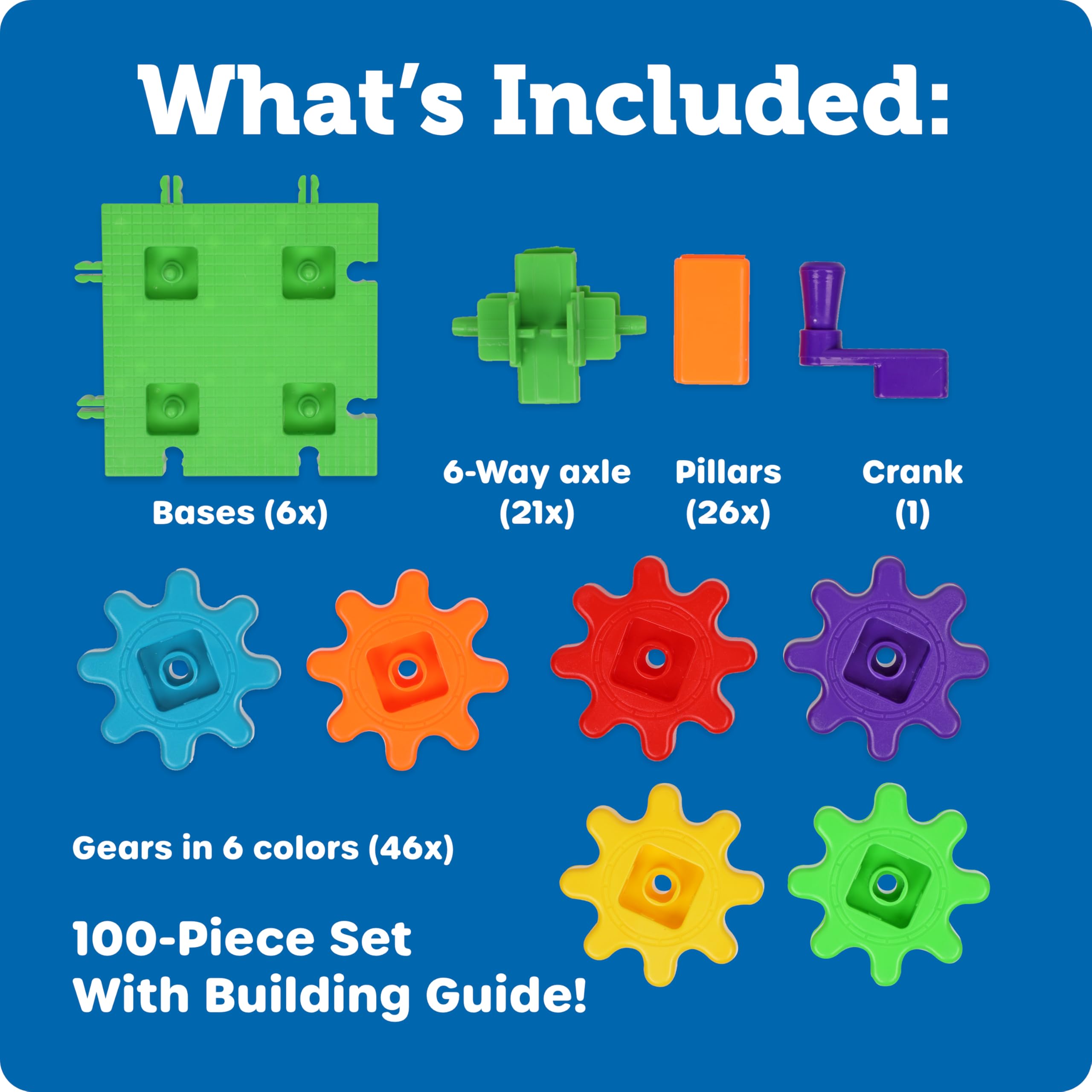 Learning Resources Gears 100-Piece Deluxe Building Set -STEM - Activity ...