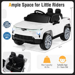Costzon Ride on Car, 12V Licensed Chevrolet Truck, Kids' Electric Vehicles with Remote Control, Rear Storage, Music, USB, Lights & Spring Suspension, Kids Car Toy for Aged 3+ (Truck, White)