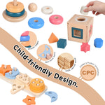 Ingbear 4-in-1 Wooden Montessori Toys for 3+ Year Old - Educational Sensory Toys for Toddlers Aged 3+, Baby Learning Toys for Boys and Girls, Christmas Birthday Gifts