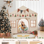 besrey Kids Tent, Kids Playhouse 2 in 1 with Padded Mat and Lights, Large Play Tent with 2 Doors & 4 Windows, Kids Play Tent Indoor & Outdoor, Christmas Toddler Tent for Kids, 51" x35" x 51"