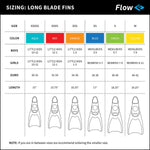 Flow Premium Rubber Long Fins for Swim and Lap Training - Youth Sizes for Kids, Young Men, and Women (XXS 1-3 (Orange))