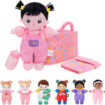 OUOZZZ Soft Baby Doll for Girls - My First Baby Doll Birthday Gifts for Girls Plush Rag Dolls Tulip Pink Dress Toy for Toddlers Kids Infants 10"