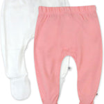 2-Pack Footed Pants Roomy Fit Pull on Bottoms 100% Organic Cotton for Infant Baby Boys, Girls, Unisex
