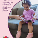Fruit of the Loom Cozy Thermal Wrap Booties with Non-Slip Grips for Baby & Toddler Girls, Boys, Unisex - Rosé Sherpa (12-18 Months)