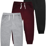 VOGRYE 3 Pack Boys Cotton Toddler Sweatpants Boys Joggers Pants with Pocket Drawstring for Kids 2T-6T