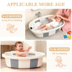 EverKiddo Baby Bathtub, Baby Bath Tub with Thermometer & Soft Cushion, Collapsible Infant Bathtub for Newborn to Toddler 0-36 Months, Quick Use & Portable for Travel(Grey)