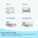 Graco Teddi 4-in-1 Convertible Mini Crib with Bonus Water-Resistant Mattress – GREENGUARD Gold Certified, 2.75-Inch Mattress Included, Small Spaces Crib, Easy 30-Minute Assembly (Natural and White)