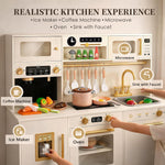 Play Kitchen for Kids, Wooden Pretend Toy Kitchen Set with Appliances & Smart Storage, Kids Kitchen Playset with 49 Toy Food & Cookware Accessories for Toddlers, Stove, Play Sink, Gift for Ages 3+