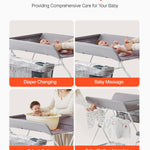 VEVOR Baby Changing Table, Foldable Diaper Change Station with Side Basket, Adjustable Height Changing Table with Lockable Wheels, Multi-Functional Nursery Storage Organizer, Gray