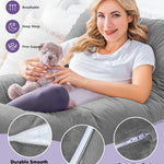 Meiz Pregnancy Pillow, U Shaped Pregnancy Body Pillow with Zipper Removable Cover (Gray- Velvet)