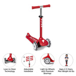 Radio Flyer Kids Scooter, Toddler Scooter, Toddler Outdoor Toys, Kids Toys for Ages 2-5, Flyer Glider Jr. with Light Up Wheels, Red