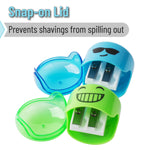 Mr. Pen- Pencil Sharpeners Manual, 6 Pack, Dual Hole, Smiley Handheld Pencil Sharpener, Compatible with Standard and Jumbo Pencils, Snap-on Lid, Stainless Steel Blade, Back to School Supplies