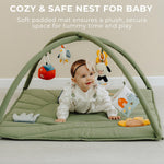 Beautiful Baby Play Gym and Tummy Time Mat - Soft Mat with 5 Farm Toys Creates The Perfect Activity Area for Your Girl/Boy - Stylish Infant Floor Playmat Fits Nicely with Any Playroom Decor