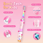 Kids Electric Toothbrush with Timer Toddler Toothbrush Age 2-4-8-12 Electric Toothbrush Kids Rainbow LED Light Up Vibrating Toothbrush Battery Operated Childrens Girls Sonic Tooth Brush (Pink Unicorn)