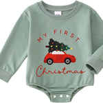My First Christmas Outfits Romper Infant Baby Boy Girl Xmas Tree Onesie Bubble Sweatshirt Bodysuit Holidays Clothes