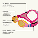 FINIS Dragonfly Goggles - Underwater Swimming Goggles for Kids - UV Protection - Anti-Fogging - Swim Goggle for Children Ages 3-8 - Flower Power