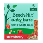 Box of Beech-Nut strawberry oaty bars with fruit and whole grain on a white background