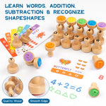 KDSFT Alphabet Number Stamps for Kids, Wooden ABC Spelling Letter Stampers Set with Flashcard Mathematics Learning Number Stampers Arts & Crafts Supplies, Montessori Toy Gifts for 3 4 5 Year Old