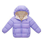 Baby Girls' Boys' Winter Coat Warm Hooded Puffer Jacket Toddler Kid Fleece Lining Outerwear purple 90