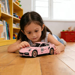 Toy Cars for Kids Age 3-8, Turbo S Alloy Diecast Model Car with Light & Sound, Toy Gifts with Display Base, Pull Back Sports RC Car Toys for Boys & Girls Pink