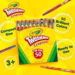 Crayola Mini Twistables Crayons for Kids (50ct), Back to School Supplies, No Peel Crayons for Coloring Books, Gift for Toddlers & Kids, Arts & Crafts, 3+