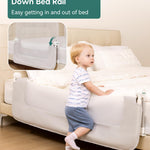 BABELIO Bed Rail for Toddlers, 59" Wide Swing Down & Adjustable Height Toddler Bed Rails for Kids/Elderly/Adults, Baby Side Railing for Twin/Full/Queen/King Size