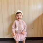 DovFanny Baby Toddler Girl Cardigan Warm Sweater Floral Long Sleeve Jumpers Coats Knitted Clothes with Cute Goose