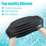 2 Pack Kids Swim Caps for Boys Girls, Durable Silicone Swimming Cap with 3D Ear Pockets for Age 3-15 Toddler Child Youth Teen, Unisex Swim Bath Hats for Short/Long Hair with Ear Plugs Nose Clip-2