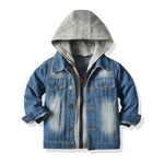 CM C&M WODRO Baby Boys Girls Denim Jacket Kids Toddler Button Down Jeans Jacket Top Coat Outerwear (Hoodie-Grey, 3-4T)