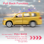 WAKAKAC Toy Car Compatible for 1：32 Land Cruiser Model Car, Pull Back Diecast Collectible Car with Sounds＆Lights for Kids Boys Girls and Adults, Gift Golden