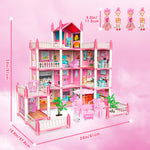 deAO Princess Girl Toys 4-Story 14 Room Dollhouse Playset with 4 Dolls, Furniture & Accessories, Princess Castle Toy for 3-8 Kids