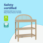 Graco Olivia Changing Table with Water-Resistant Changing Pad (Driftwood) - GREENGUARD Gold Certified, Includes Bonus Water-Resistant Changing Pad with Safety Strap, 2 Open Shelves, Stylish Design