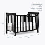 Dream On Me Violet 7 in 1 Convertible Life Style Crib in Black, Greenguard Gold Certified 58x29x39 Inch (Pack of 1)