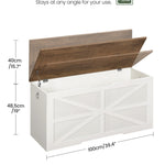 CHOEZON Storage Chest, 39.4" Toy Chest, Modern Storage Bench with Safety Hinge, Toy Box, Farmhouse Style, for Bedroom, Living Room, Walnut and White MCW10WL