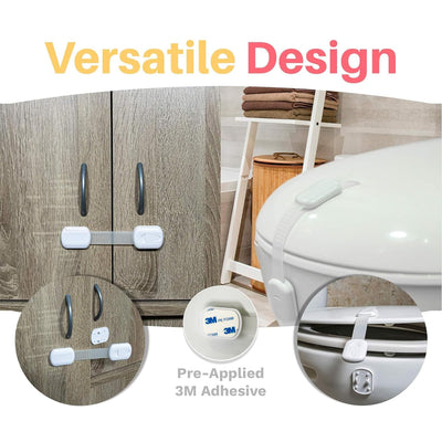 6-Pack Child Proof Locks for Cabinet Doors, Drawers, Fridge, Toilet Seat, Dishwasher, Trash Can, Cupboard - 3M - No Drilling - Child Safety Locks for Cabinets and Drawers - Baby Proofing Cabinets Lock