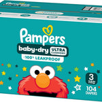 Pampers Diapers - Baby Dry - Size 3, 104 Count, Absorbent Disposable Infant Diaper (Packaging May Vary)