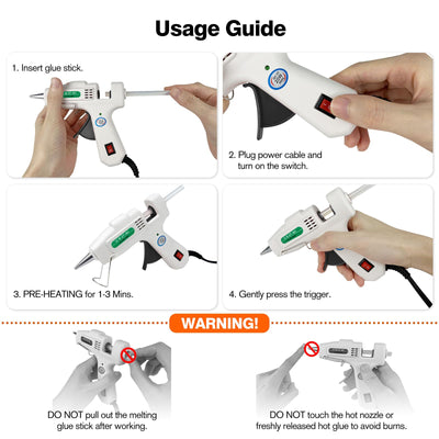 SHJADE Mini Hot Glue Gun Kit with 30 Glue Sticks - Fast Preheating Hot Melt Gun, High Temp for School Crafts DIY Arts and Quick Home Repairs(White)