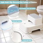 2-Step Toddler Step Stool, Non Slip Kids Step Stool for Bathroom Sink & Toilet Potty Training, Sturdy Stable Base, 10”Height Supports 220 lbs (2Packs White)