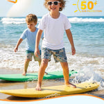 PUMYOON 2 Pack Toddler Boys Girls Short Sleeve Rash Guard UPF 50+ Sun Shirts Kids UV Protection Swim Shirt Relaxed Fit 2T-6T White/Navy
