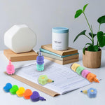Baowindy 4 Pack Mini Highlighters Pens, Cute Colorful Highlighters Pastel Highlighter Set, Stackable Markers for Writing Graffiti Office Supplies (Octopus, Heart, Flower, Ice Cream)