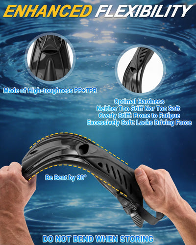 Diving fins Snorkeling Gear for Adults Snorkel fins ，Swim fins Open, Adjustable, Men, Women, Children, Swim Flippers (Blue-White, Kids (JR 1-4 ))