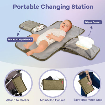 RUVALINO Diaper Bag Backpack, Multifunction Travel Pack Maternity Baby Changing Bags, Large Capacity, Waterproof, Olive Green