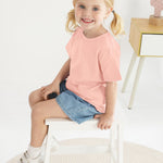 Poroka Baby and Toddler Girls Short Sleeve T-Shirts Cotton Crewneck Shirts Basic Solid Tees Summer Casual Tops, Multipack