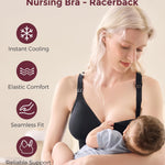 Momcozy Nursing Bras for Breastfeeding, Ribbed Maternity Bra with Racerback, Soft Stretchy Nursing Sports Bra for Yoga Black