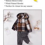 Kucnuzki Toddler Clothes 2T Long Sleeve Pullover Hoodies Little Boy Collared Plaid Flannel Shirt Boys Hooded Jacket Top + Long Pants 2-3 Year Old